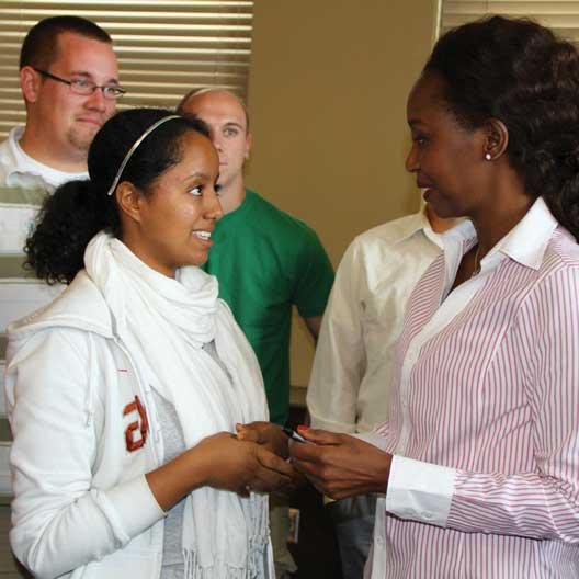 A Gregorian Fellow meets with a speaker